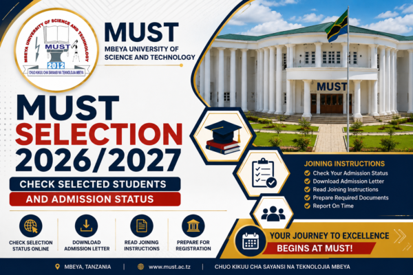 MUST Selection 2026/2027 selected students and admission status