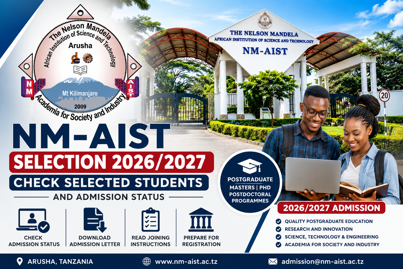 NM-AIST Selection 2026/2027 – Selected Students and Admission Status