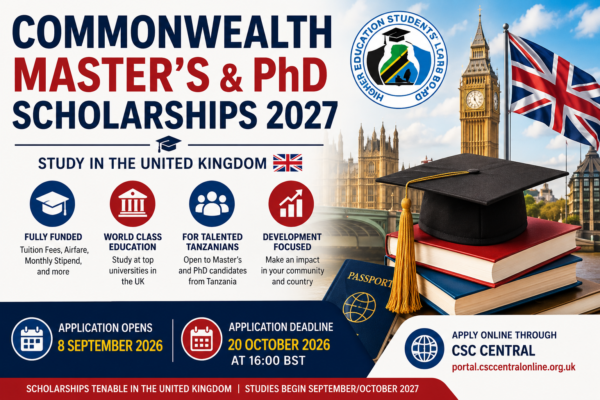 Commonwealth Masters and PhD Scholarships 2027 for Tanzanian Students