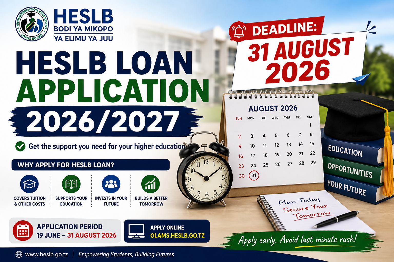 HESLB loan application deadline 2026/2027
