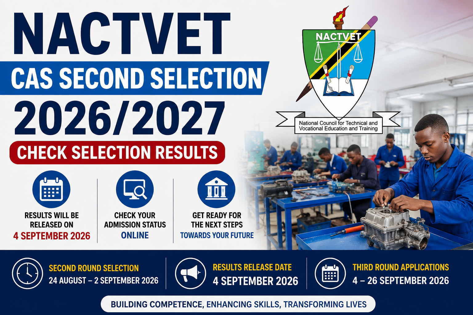 NACTVET CAS Second Selection 2026/2027 results