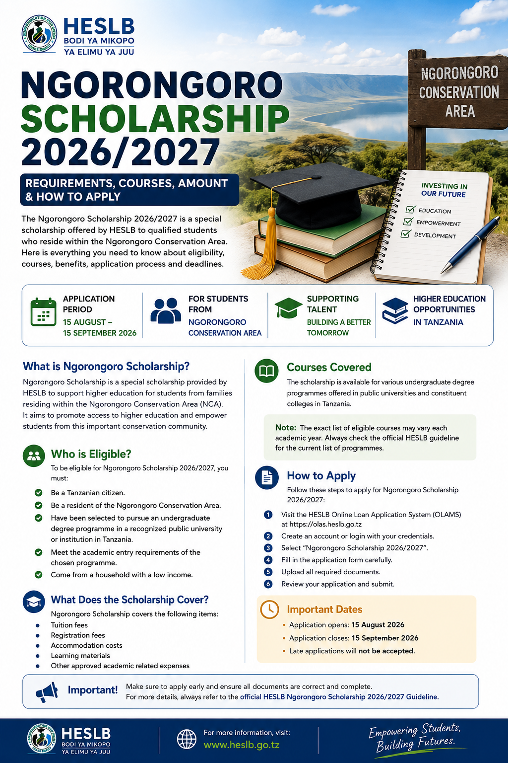 Ngorongoro Scholarship 2026/2027