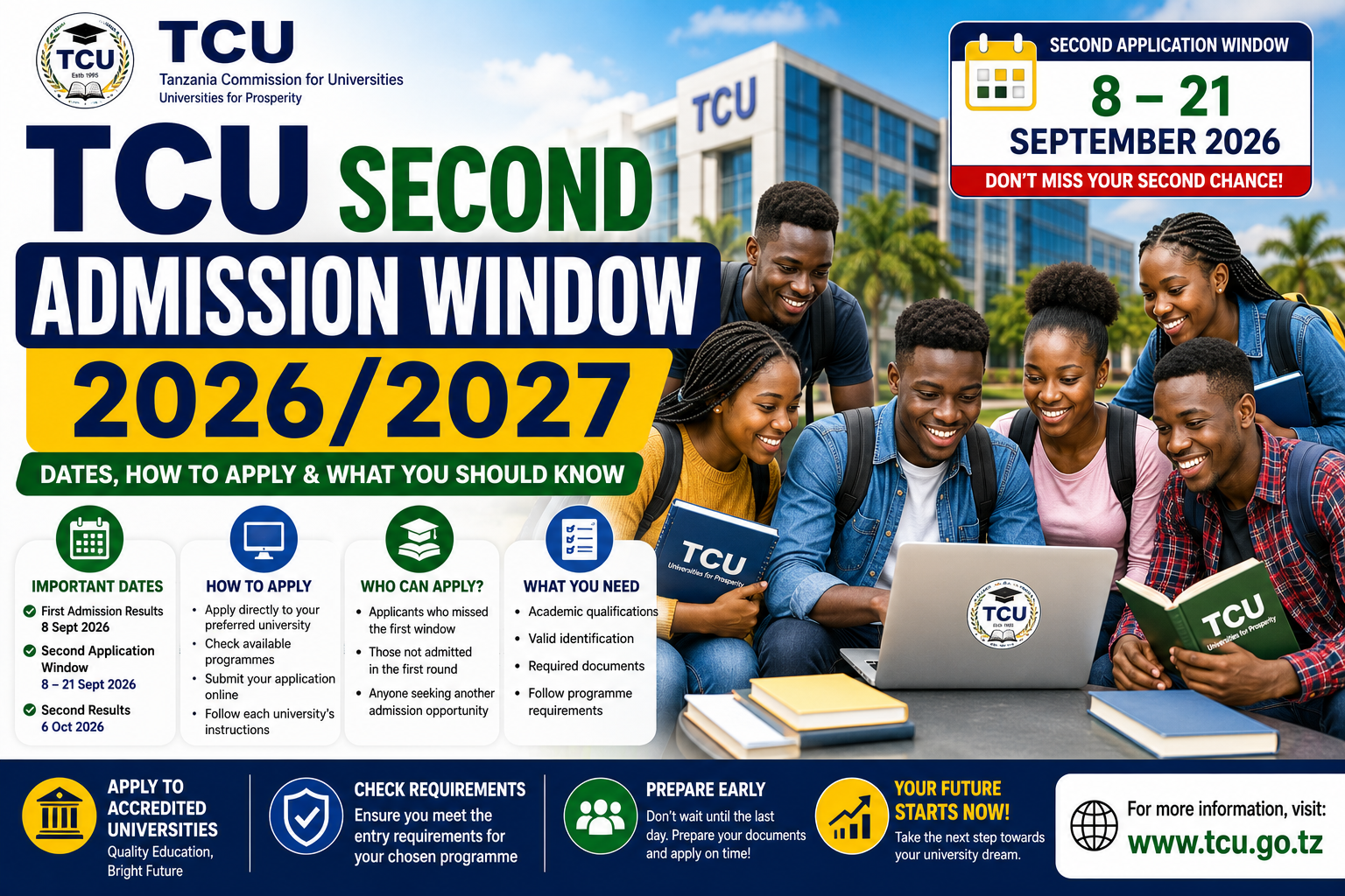 TCU Second Admission Window 2026/2027