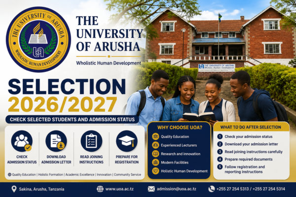 University of Arusha Selection 2026/2027 – Selected Students and Admission Status