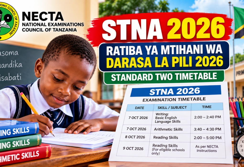 Ratiba ya Mtihani wa Darasa la Pili – Standard Two Timetable
