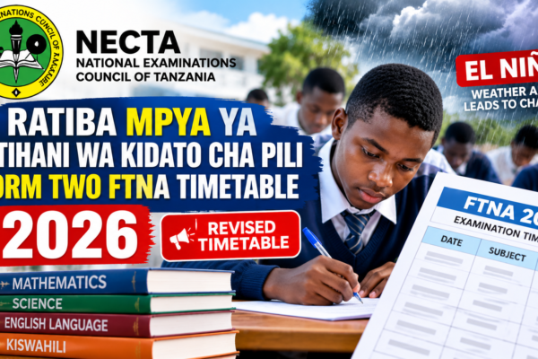 Ratiba Mpya ya Mtihani wa Kidato cha Pili 2026 – Form Two FTNA Timetable